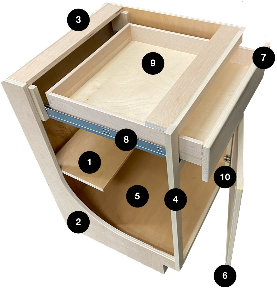 Cut away cabinet showing details